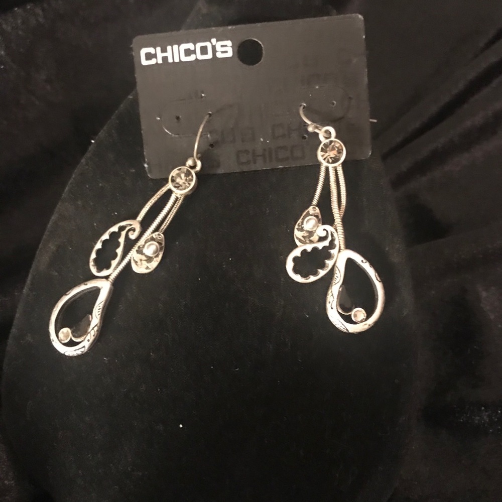 Chico Silvertone Dangle Pierced Earrings